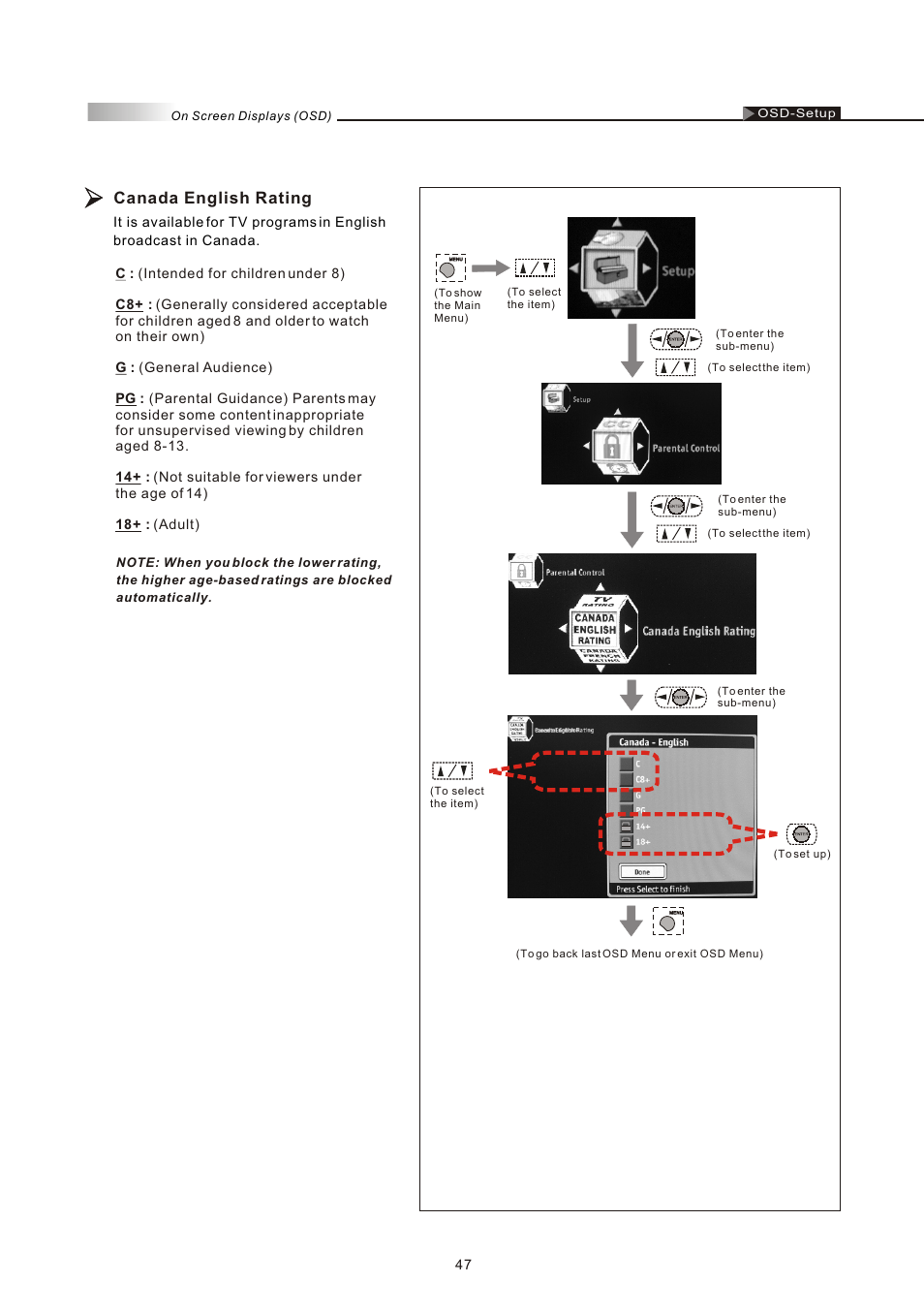 Canada english rating | Olevia 4-Series User Manual | Page 49 / 63