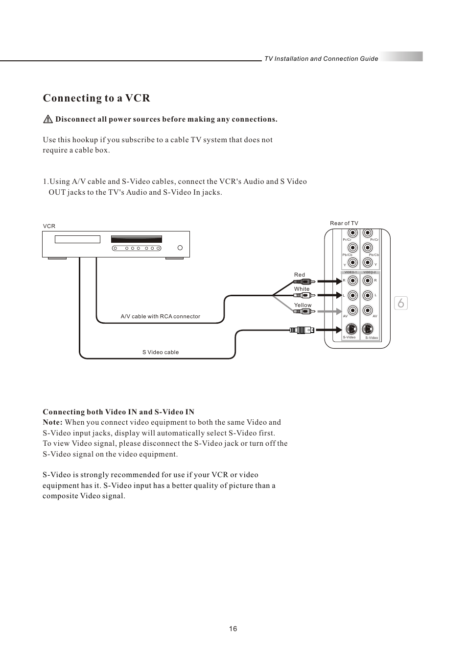 Connecting to a vcr, Tv installation and connection guide | Olevia LT37HVS User Manual | Page 18 / 87
