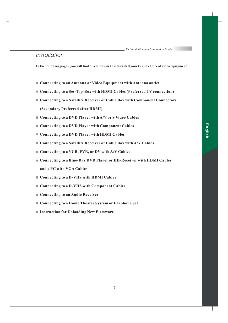 Installation | Olevia 242T FHD User Manual | Page 15 / 72