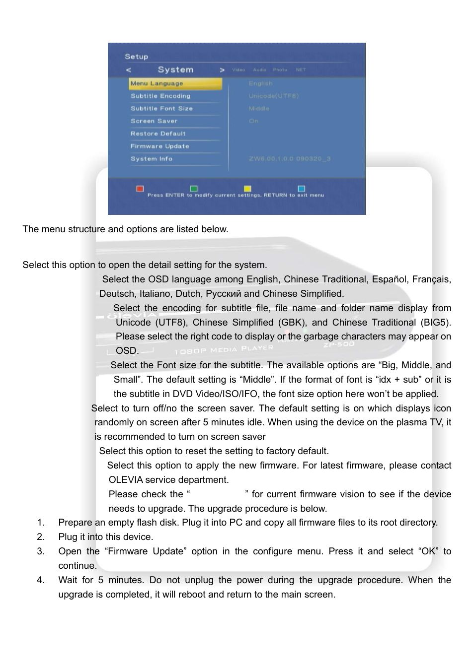 Olevia HD Multimedia Player ZP-500 User Manual | Page 10 / 47