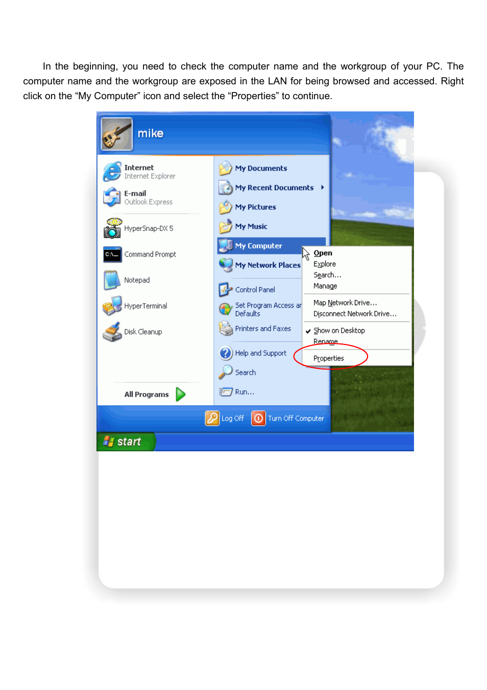 Check the computer name and the workgroup for pc | Olevia HD Multimedia Player ZP-500 User Manual | Page 27 / 47