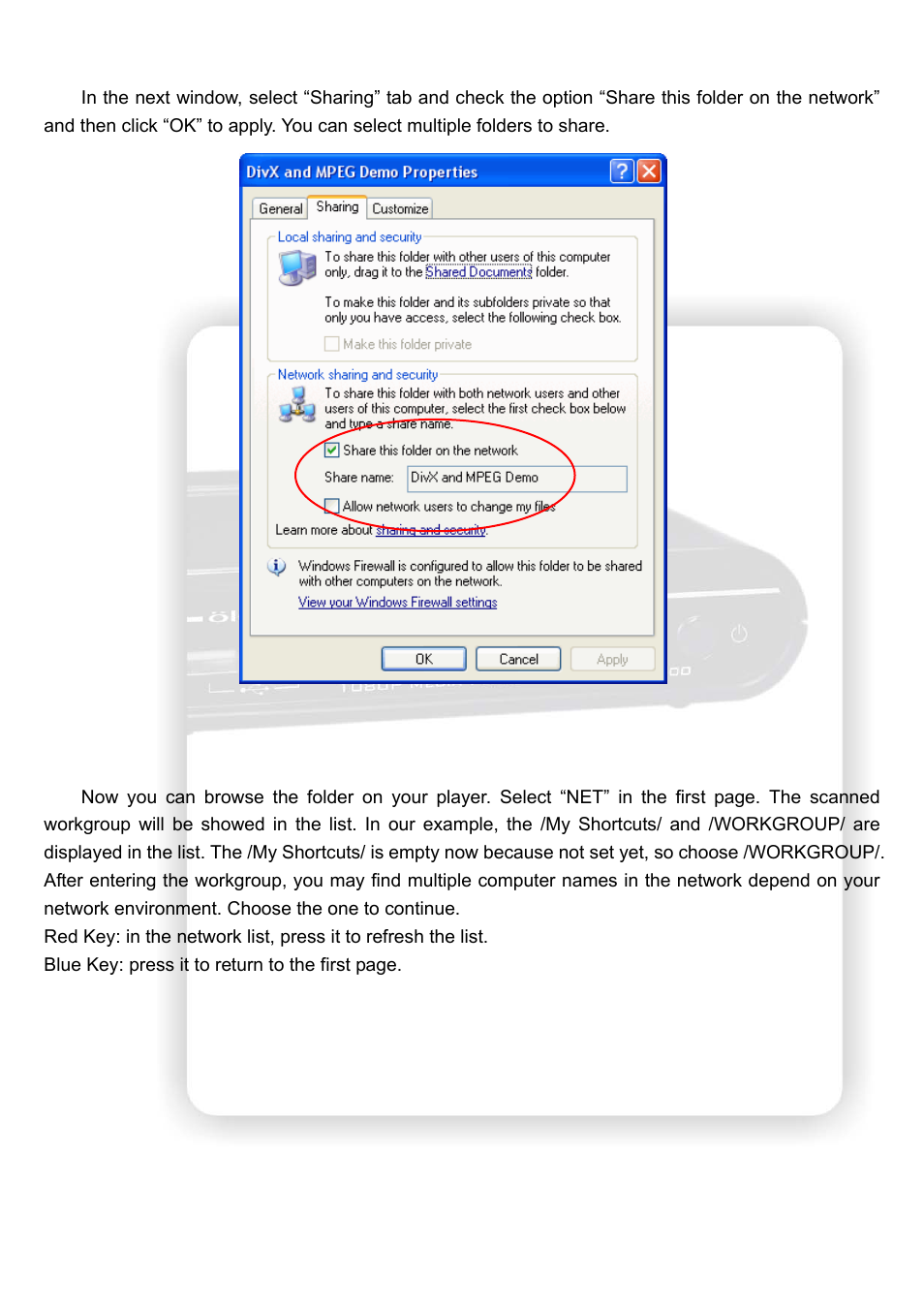 Browse and play the media on your pc | Olevia HD Multimedia Player ZP-500 User Manual | Page 31 / 47