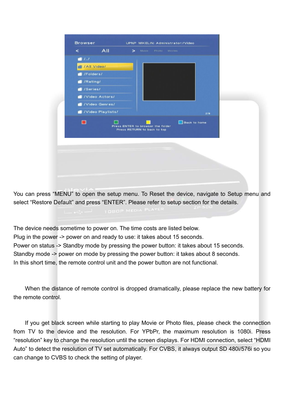 Maintenance | Olevia HD Multimedia Player ZP-500 User Manual | Page 41 / 47