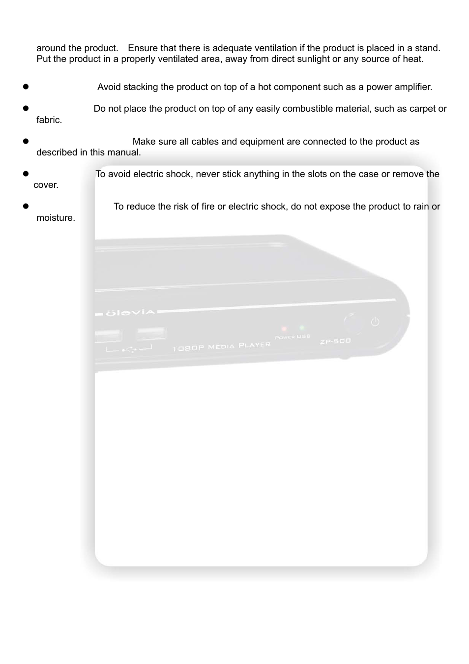 Olevia HD Multimedia Player ZP-500 User Manual | Page 47 / 47
