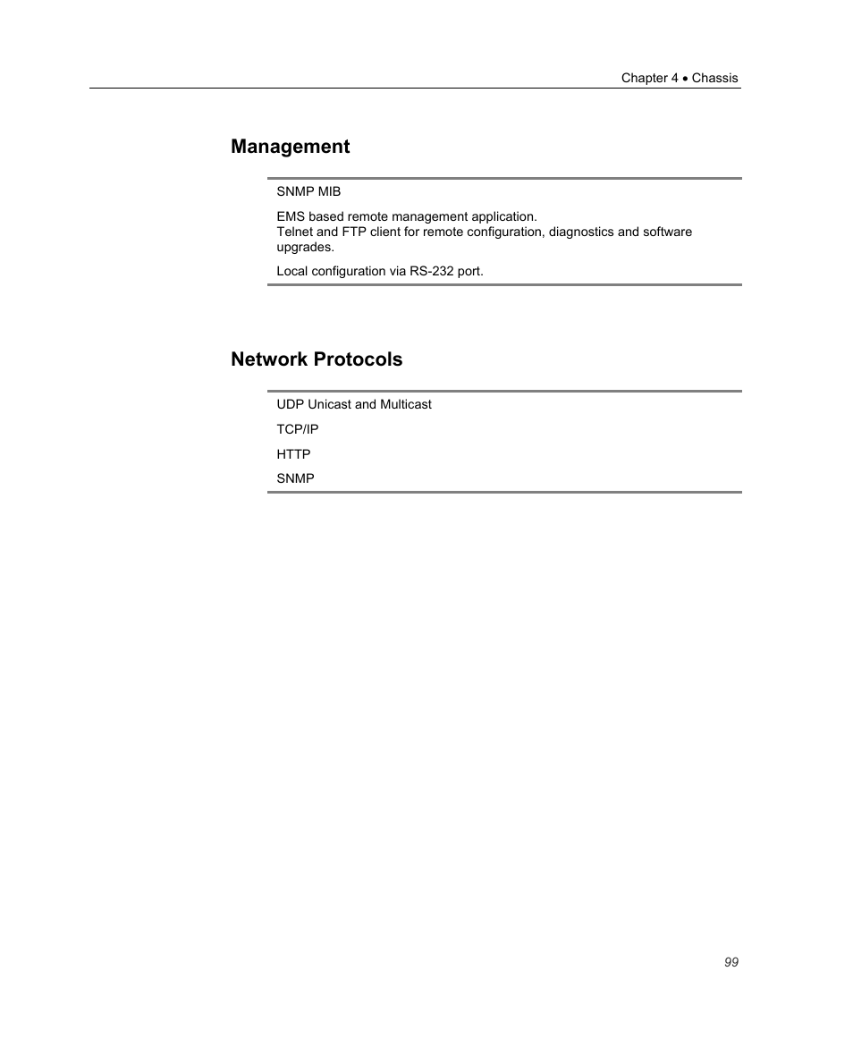 Management, Network protocols | Optibase MGW 2400 WMT User Manual | Page 109 / 156