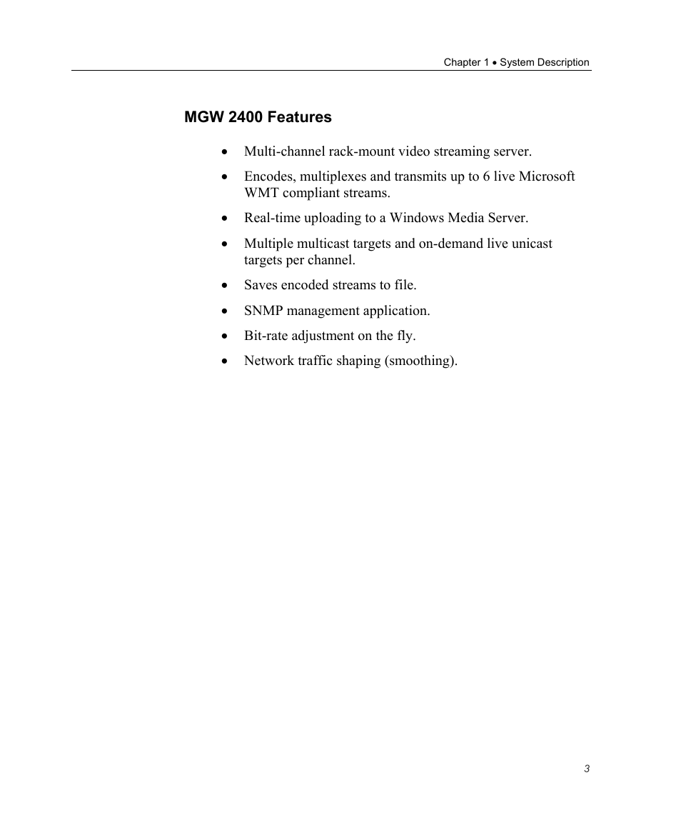 Mgw 2400 features | Optibase MGW 2400 WMT User Manual | Page 13 / 156