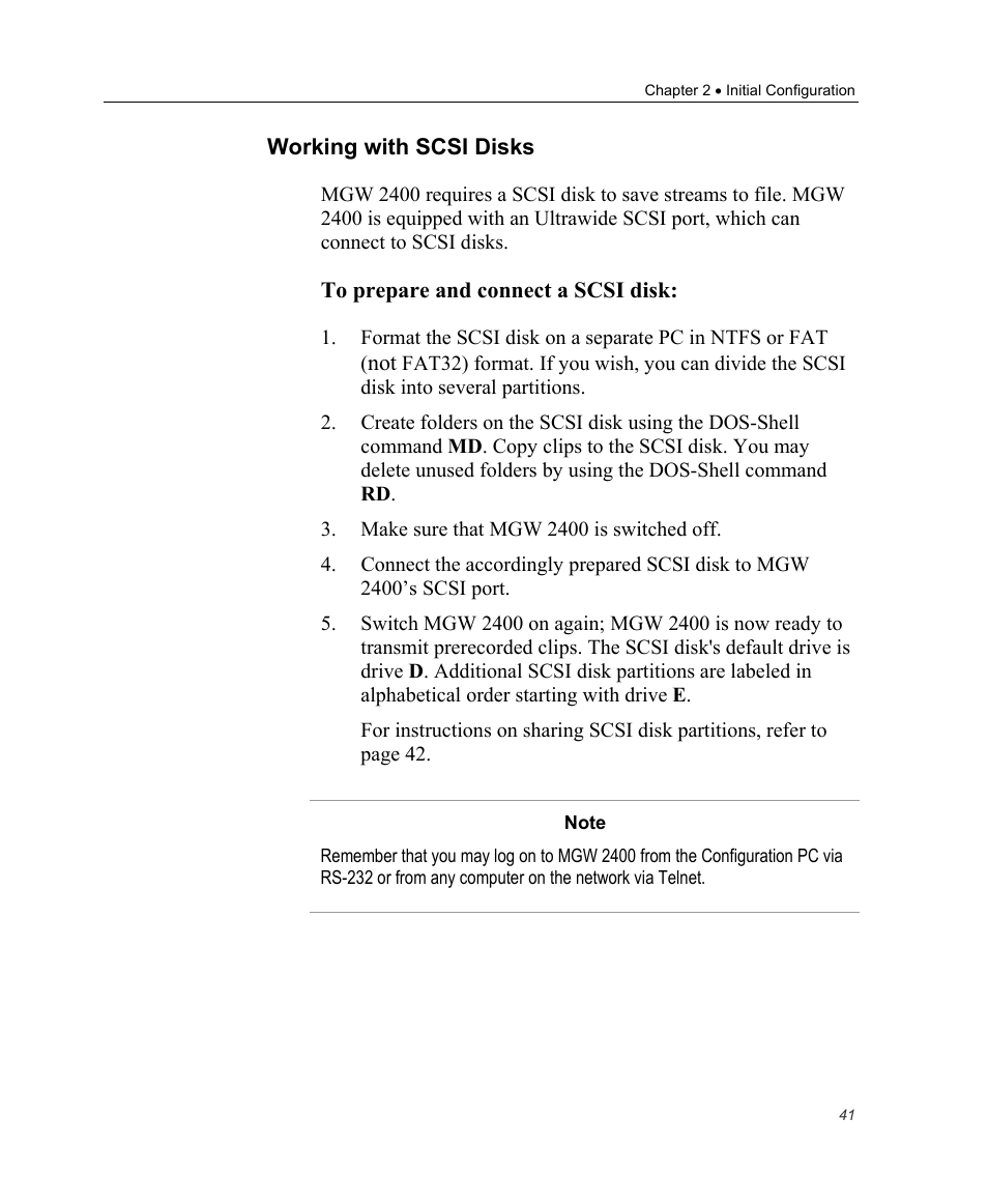 Working with scsi disks | Optibase MGW 2400 WMT User Manual | Page 51 / 156