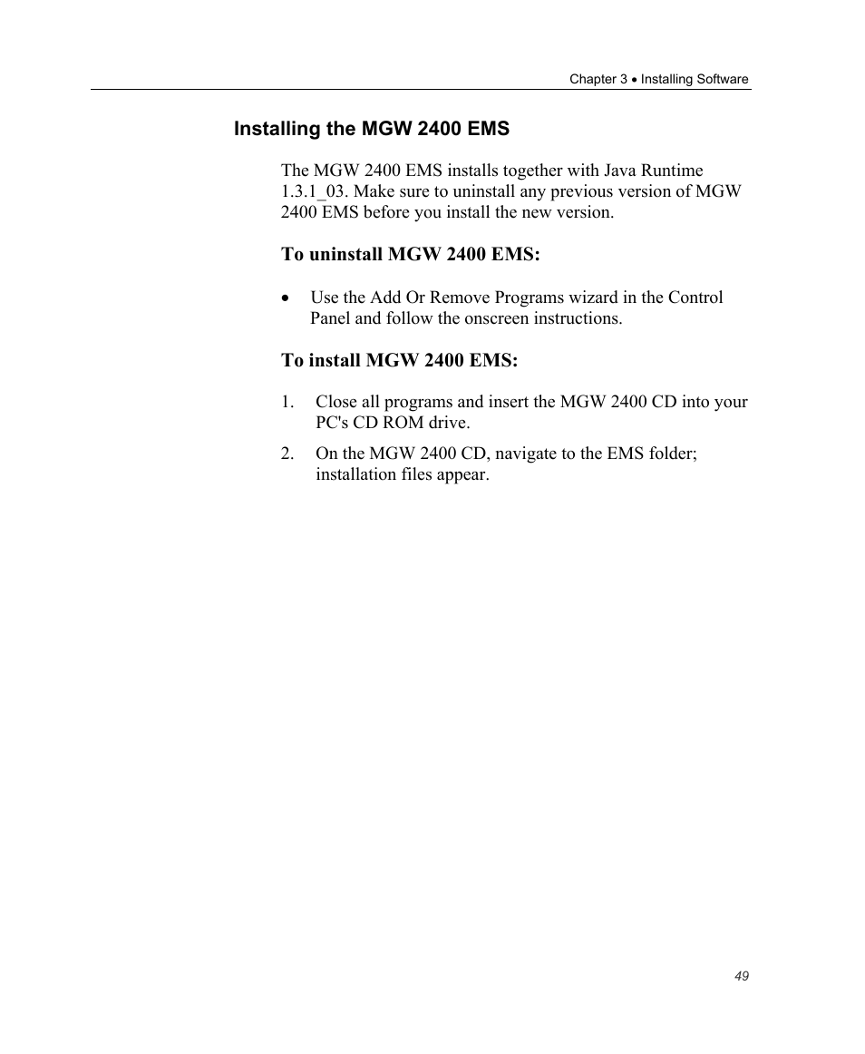 Installing the mgw 2400 ems | Optibase MGW 2400 WMT User Manual | Page 59 / 156