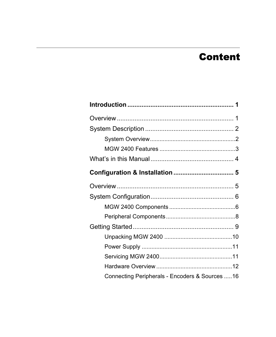 Content | Optibase MGW 2400 WMT User Manual | Page 7 / 156