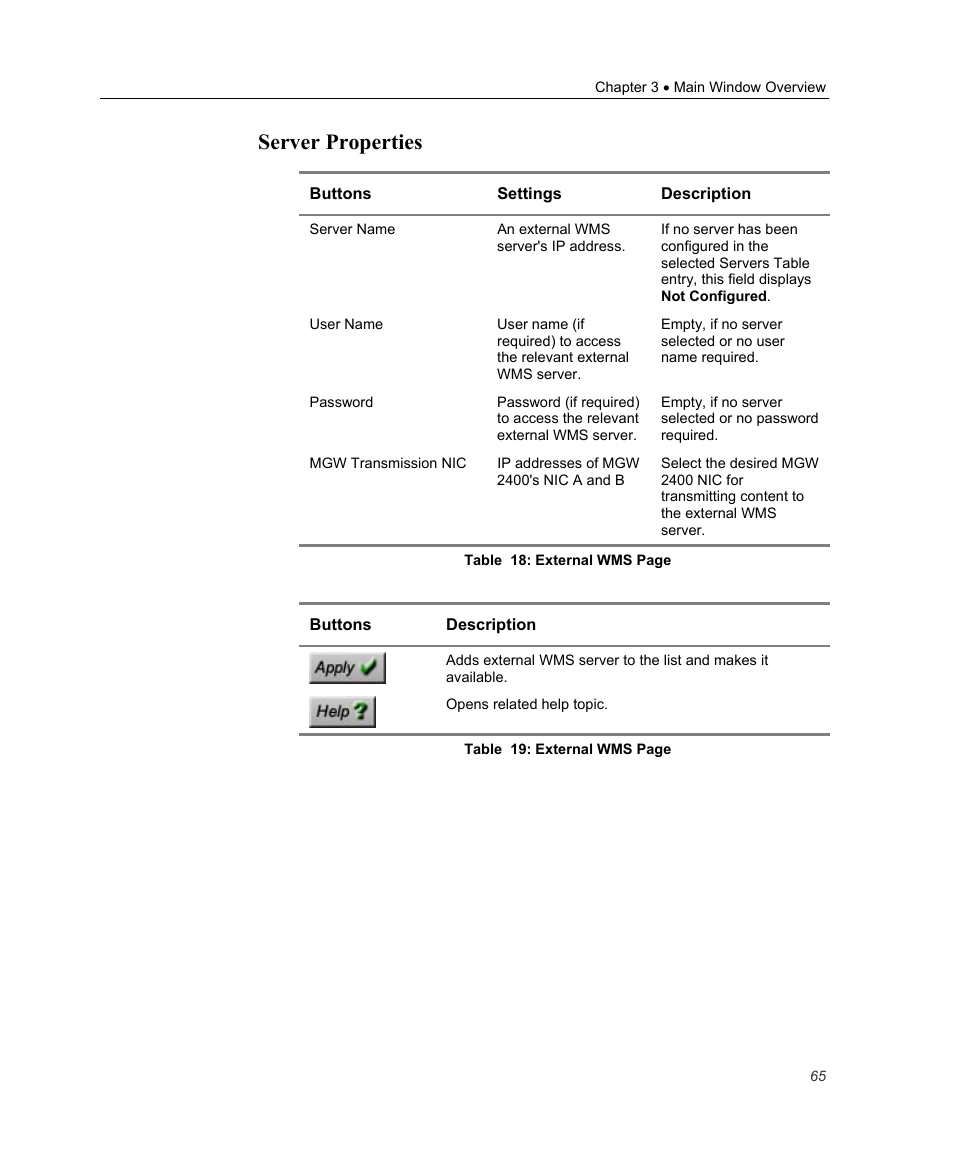 Server properties | Optibase MGW 2400 WMT User Manual | Page 75 / 156