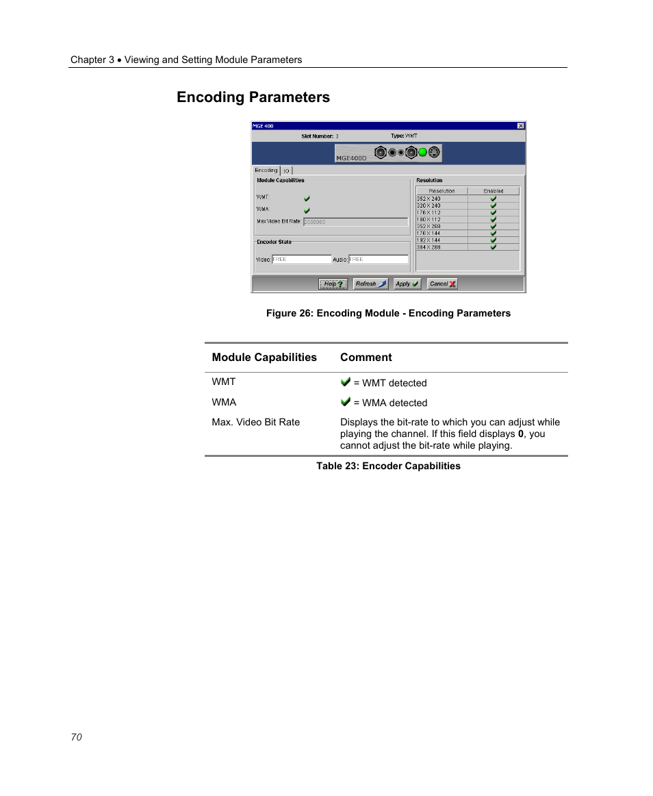 Encoding parameters | Optibase MGW 2400 WMT User Manual | Page 80 / 156