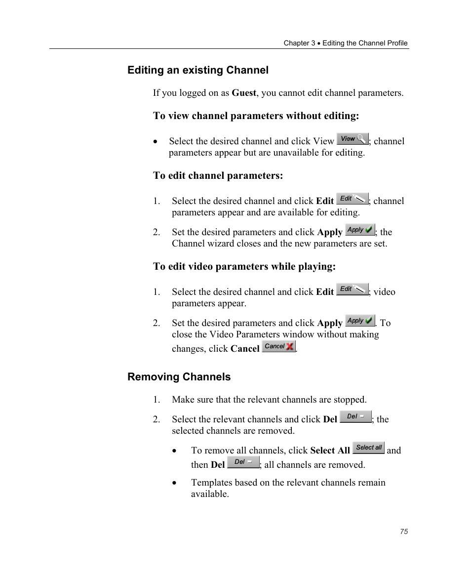 Editing an existing channel, Removing channels | Optibase MGW 2400 WMT User Manual | Page 85 / 156