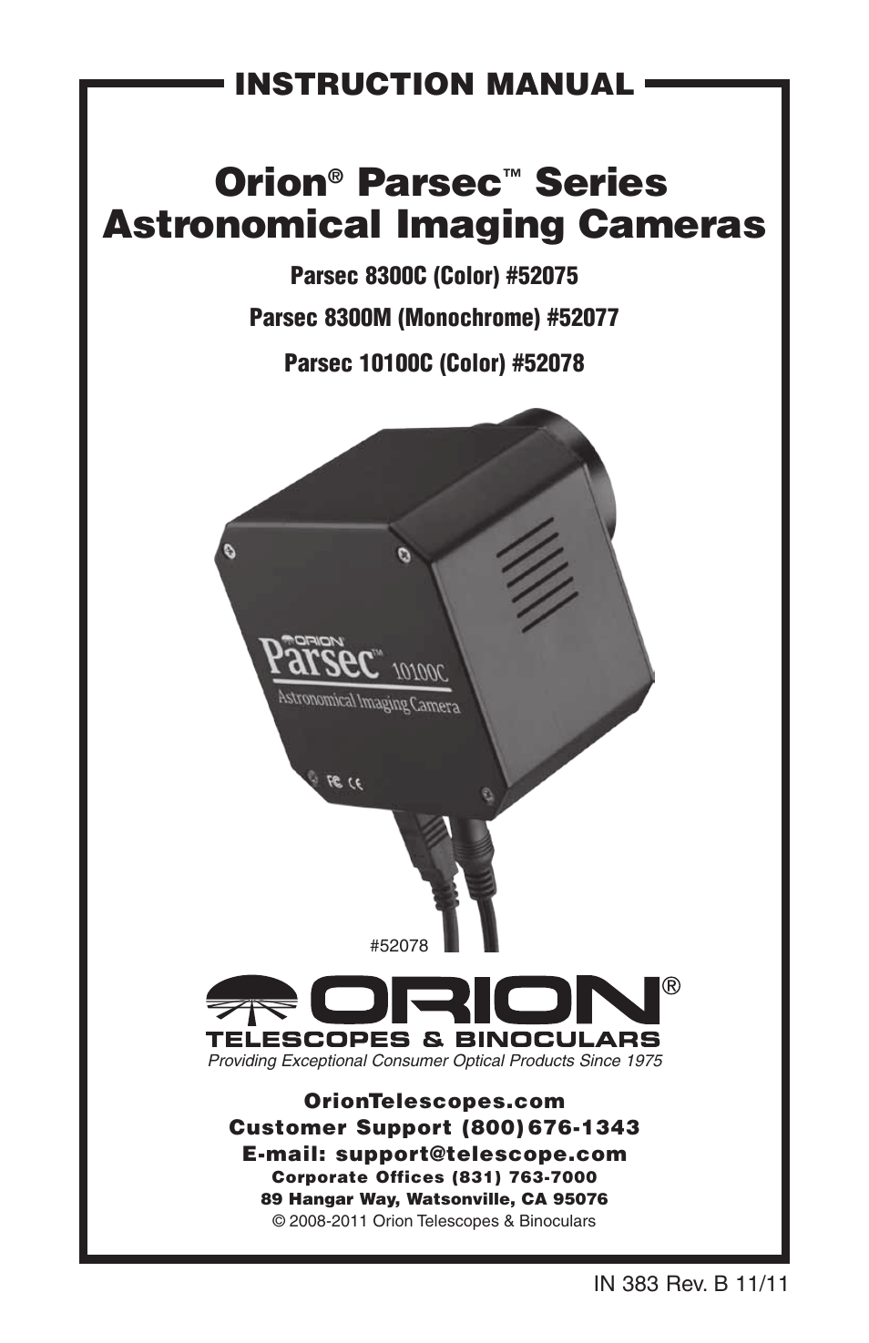 Orion PARSEC 8300M User Manual | 23 pages