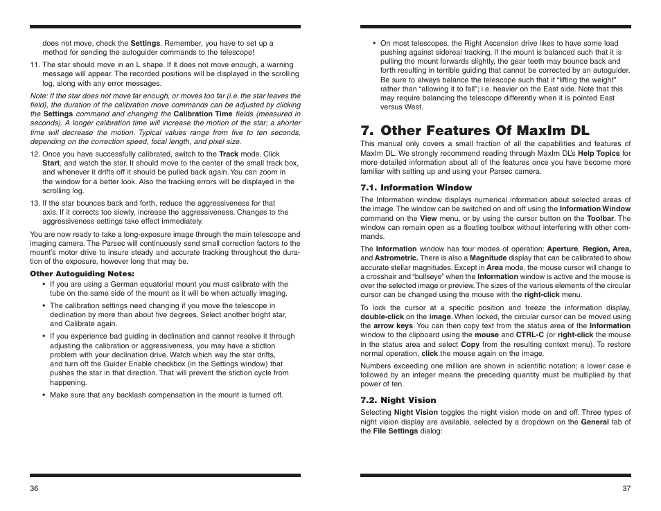 Other features of maxim dl | Orion PARSEC 8300M User Manual | Page 19 / 23