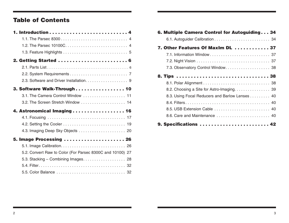 Orion PARSEC 8300M User Manual | Page 2 / 23
