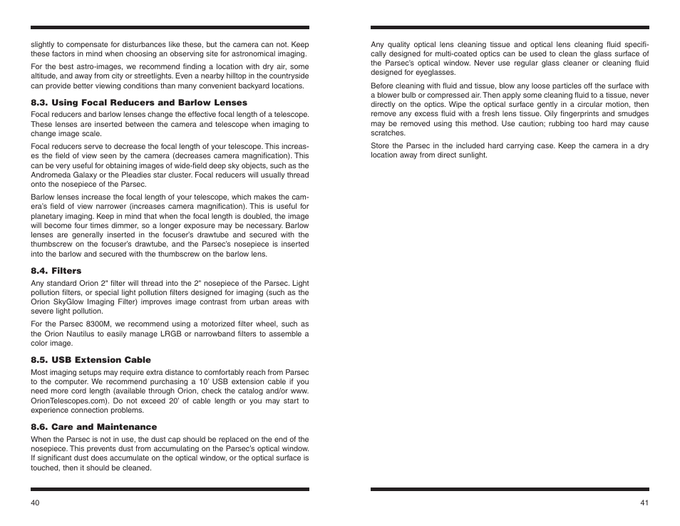 Orion PARSEC 8300M User Manual | Page 21 / 23