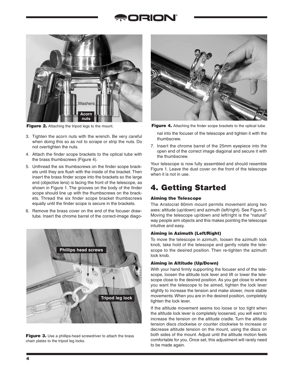 Getting started | Orion ARISTOCRAT 9800 User Manual | Page 4 / 8