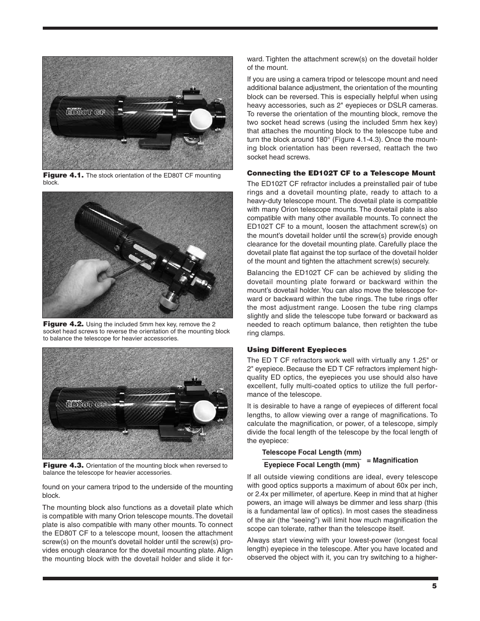 Orion ED TRIPLET CARBON FIBER APOCHROMATIC REFRACTORS ED80T CF #9534 User Manual | Page 5 / 8