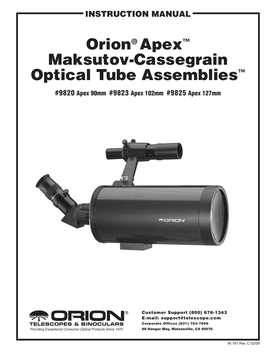 Orion APEX #9825 User Manual | 8 pages