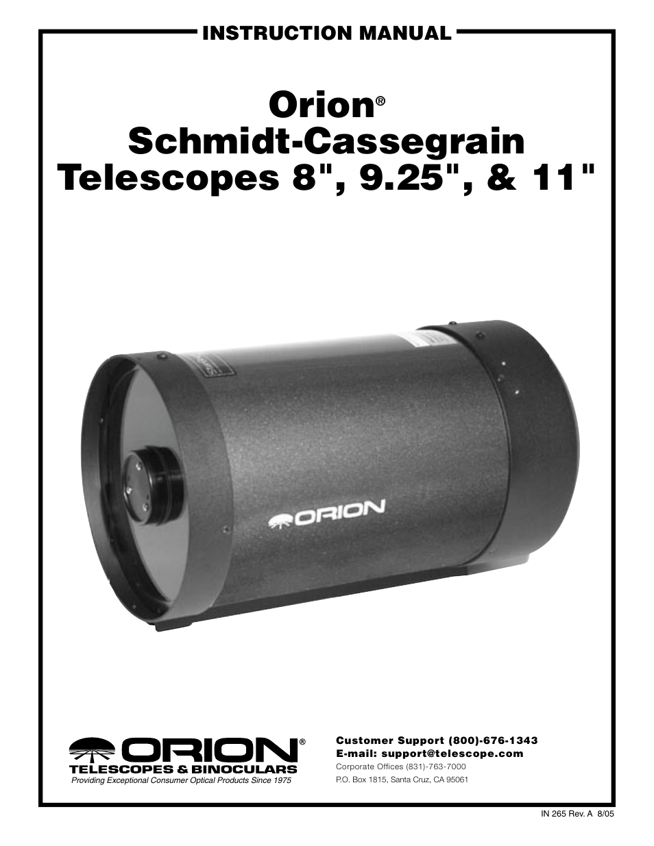 Orion Telescope User Manual | 8 pages
