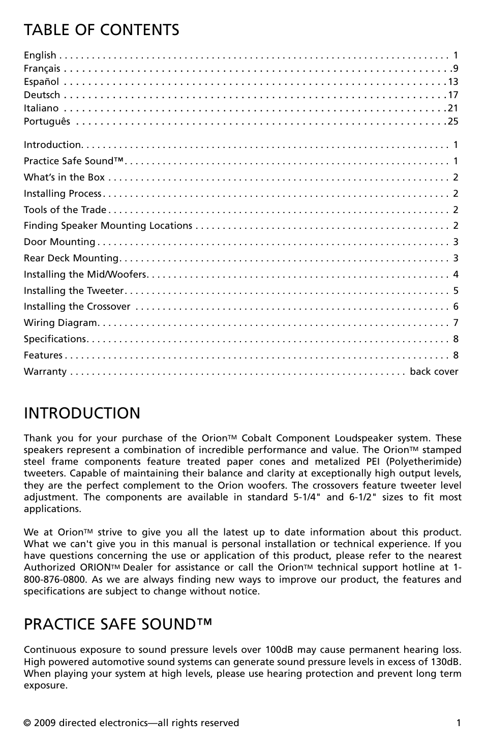 Orion Cobalt CO552 User Manual | Page 2 / 30