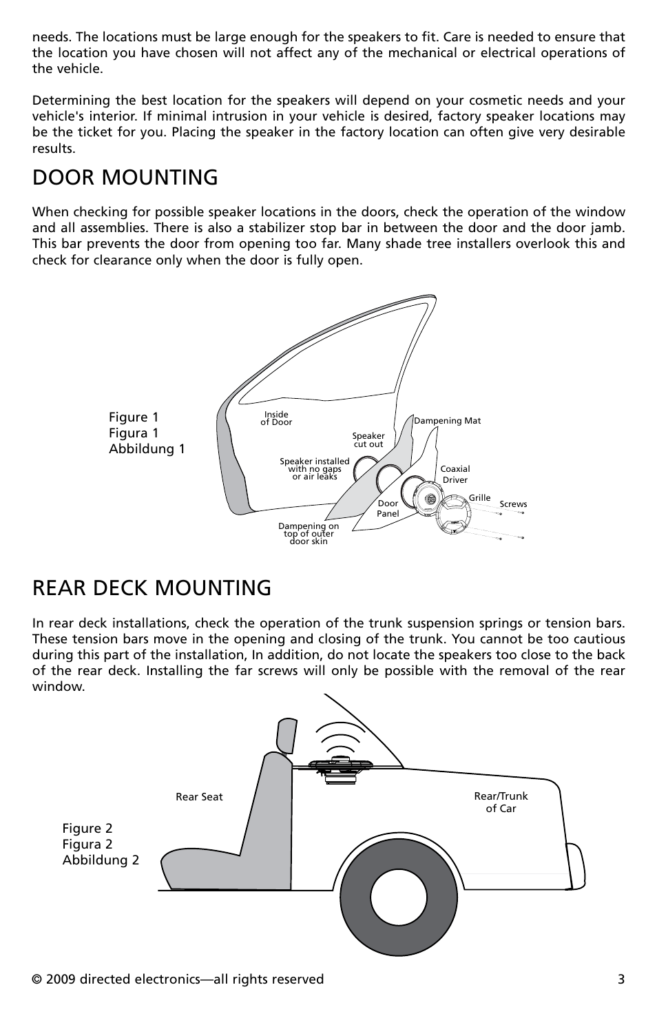 Door mounting, Rear deck mounting | Orion Cobalt CO552 User Manual | Page 4 / 30