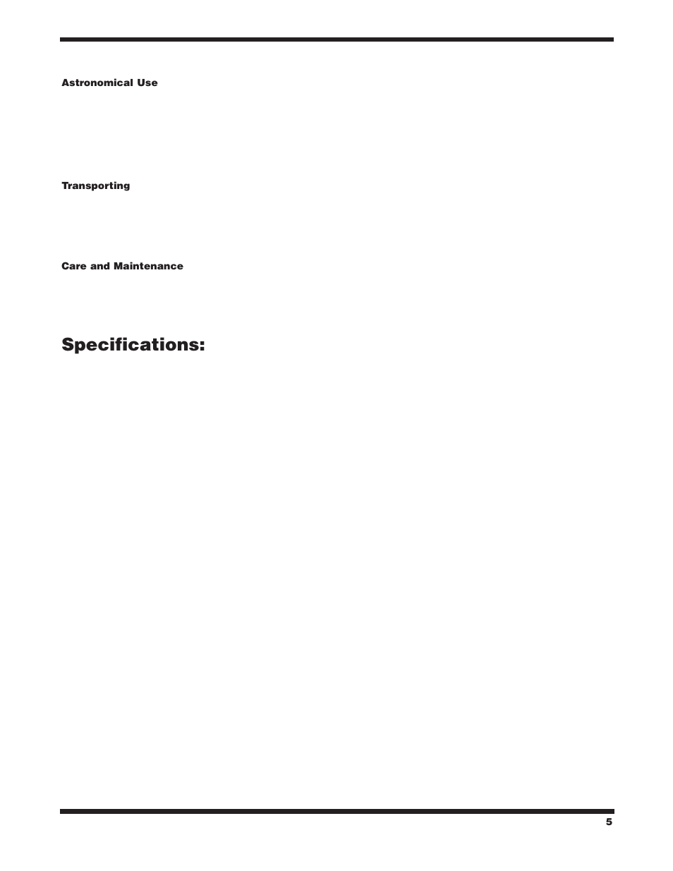 Specifications | Orion 5374 User Manual | Page 5 / 8
