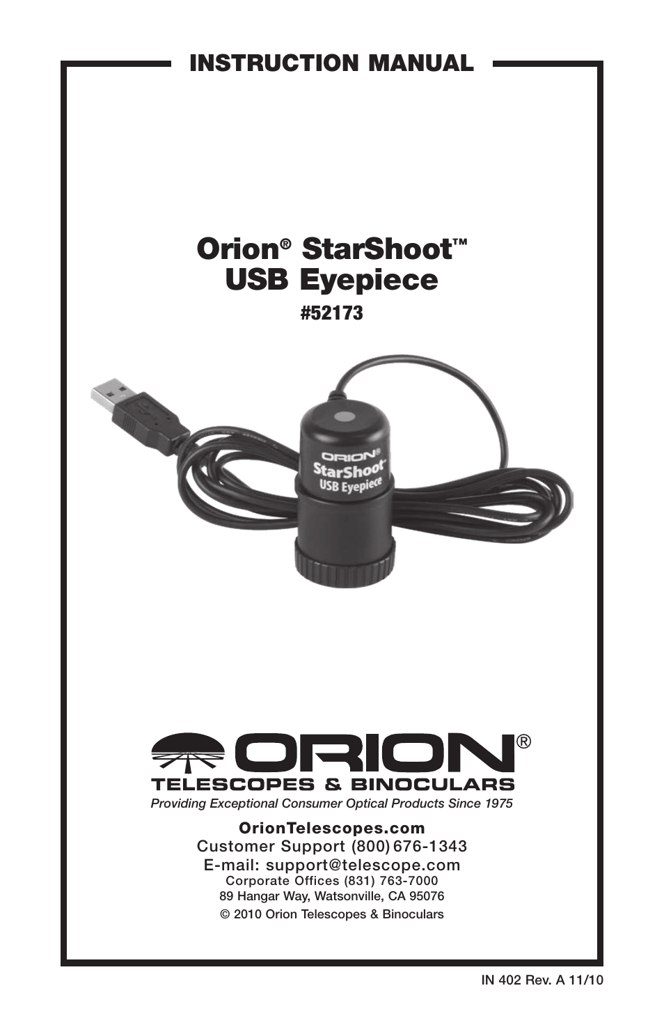 Orion STARSHOOT 52173 User Manual | 8 pages