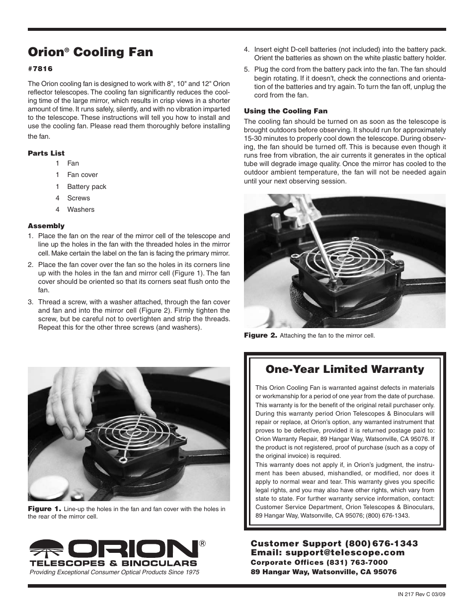 Orion 7816 User Manual | 1 page