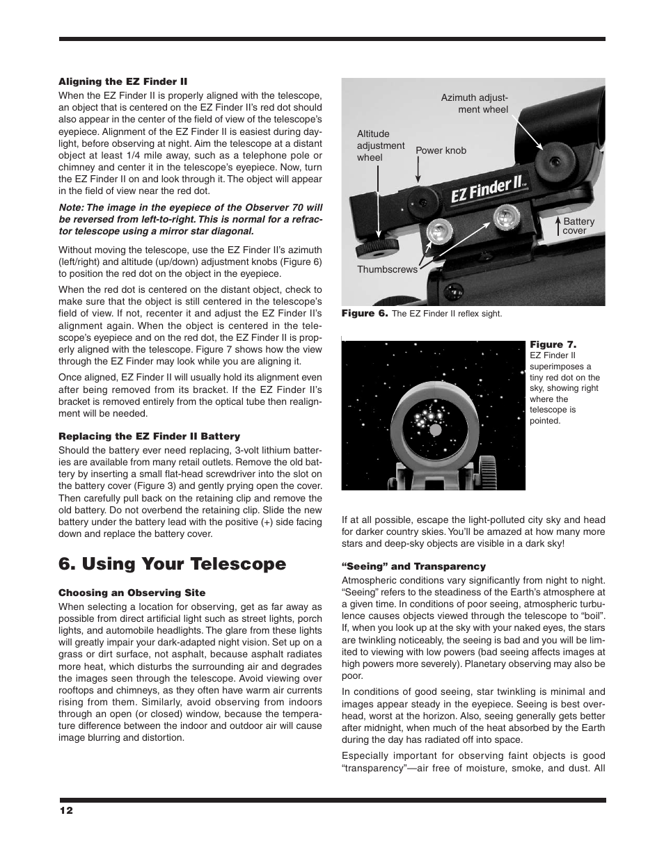 Using your telescope | Orion OBSERVER 70MM AZ User Manual | Page 12 / 16