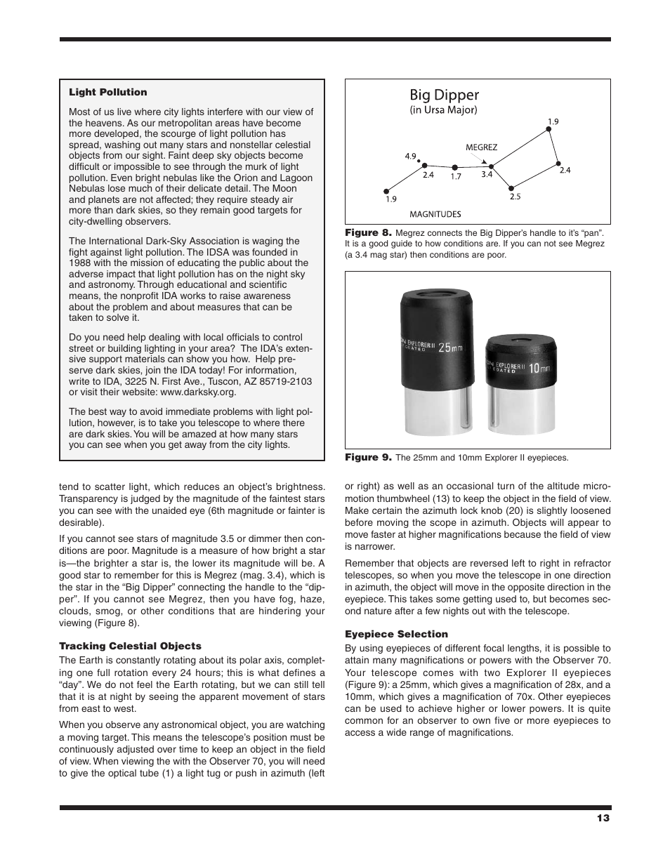 Orion OBSERVER 70MM AZ User Manual | Page 13 / 16