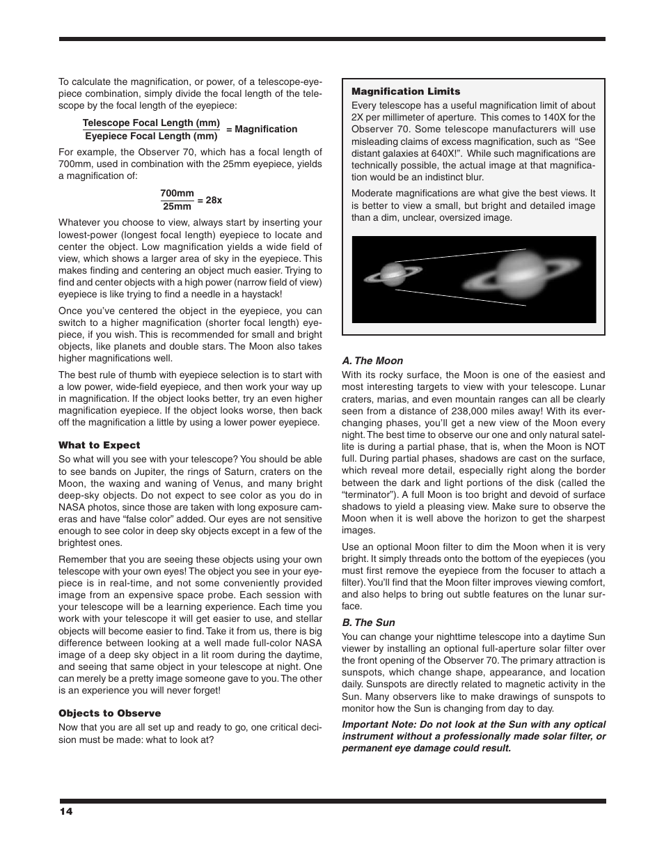 Orion OBSERVER 70MM AZ User Manual | Page 14 / 16