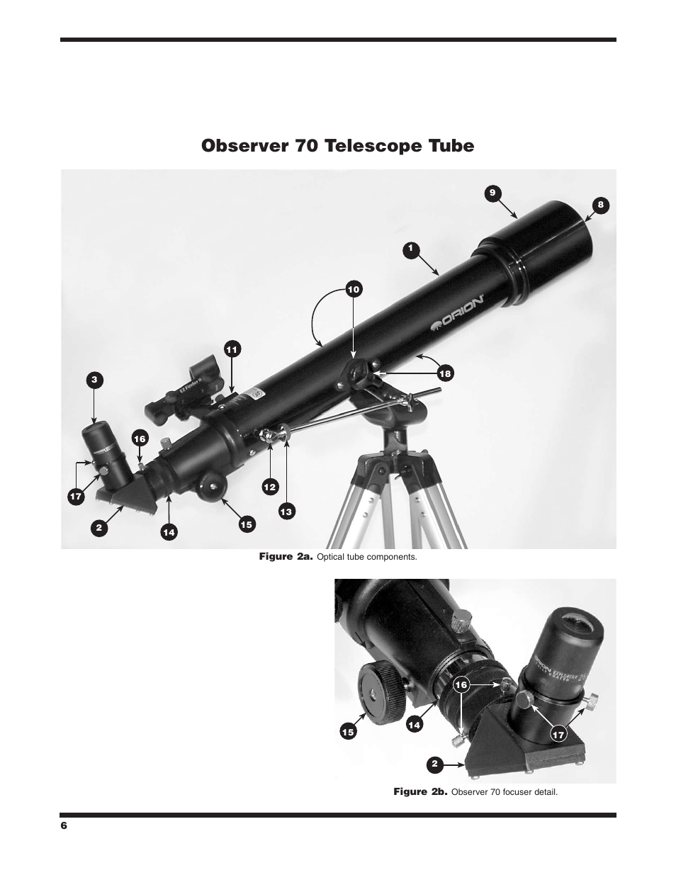 Observer 70 telescope tube | Orion OBSERVER 70MM AZ User Manual | Page 6 / 16