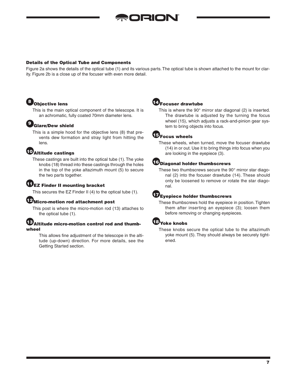 Orion OBSERVER 70MM AZ User Manual | Page 7 / 16