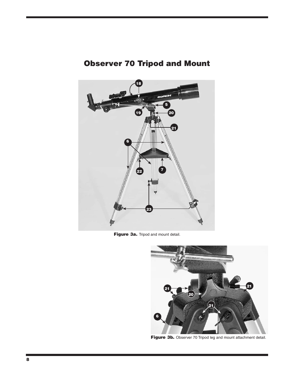 Observer 70 tripod and mount | Orion OBSERVER 70MM AZ User Manual | Page 8 / 16