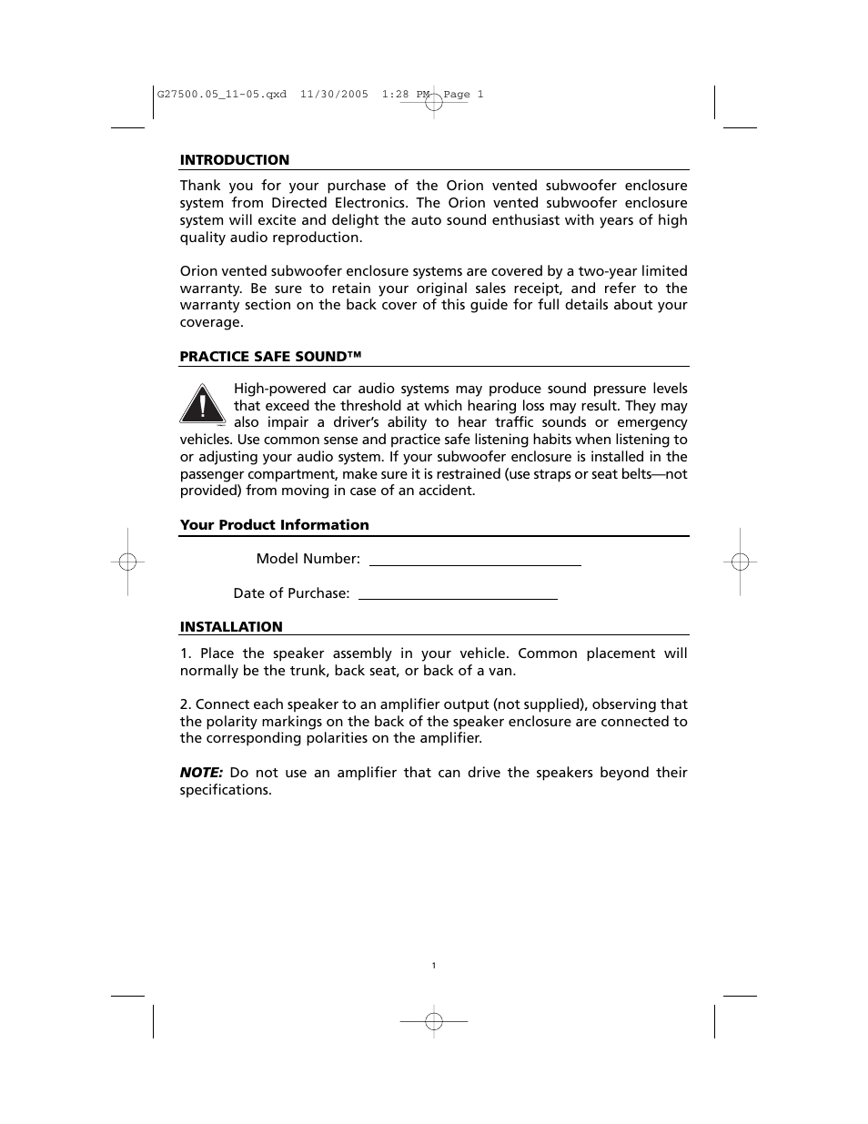 Orion HPD2 User Manual | Page 2 / 6