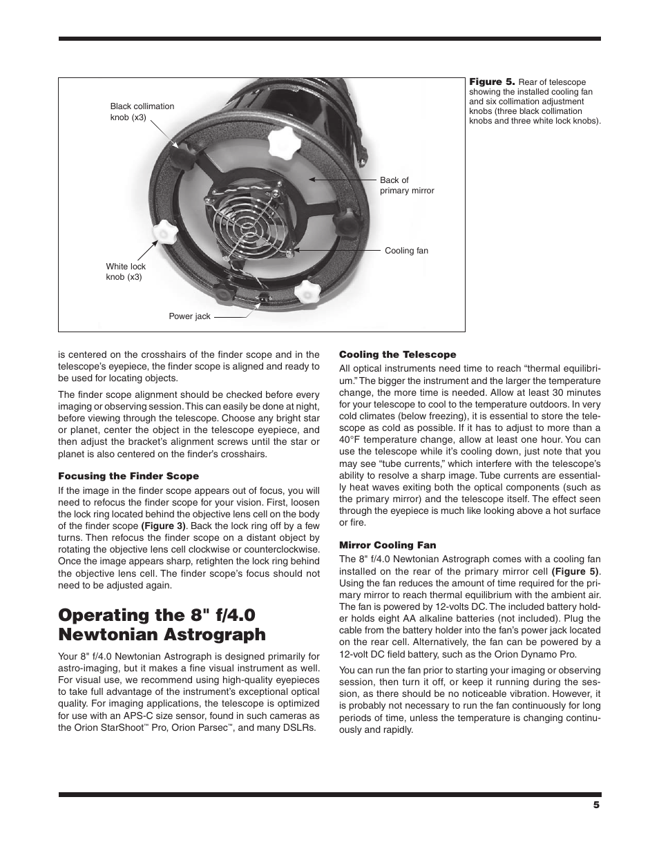 Operating the 8" f/4.0 newtonian astrograph | Orion NEWTONIAN ASTROGRAPH 9527 User Manual | Page 5 / 12