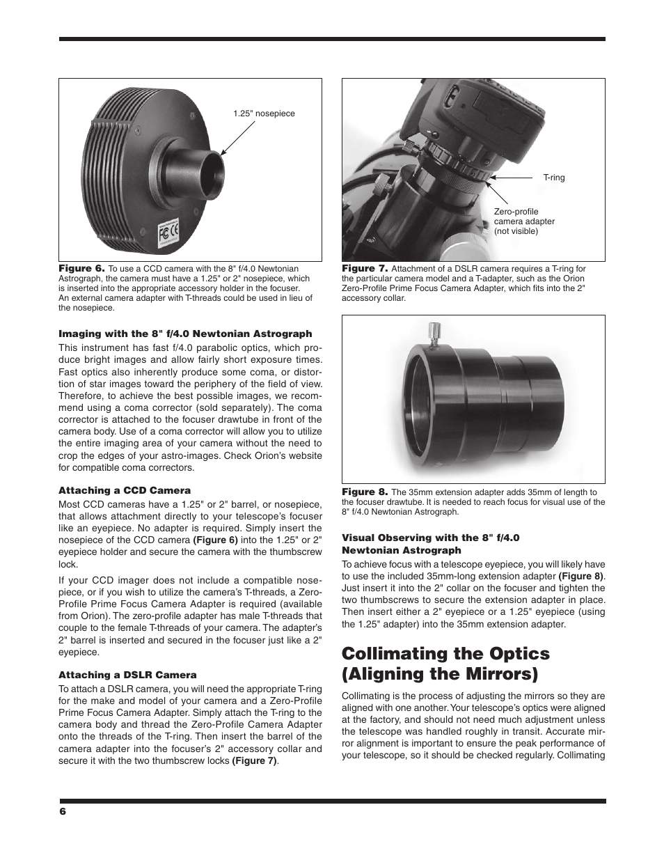 Collimating the optics (aligning the mirrors) | Orion NEWTONIAN ASTROGRAPH 9527 User Manual | Page 6 / 12