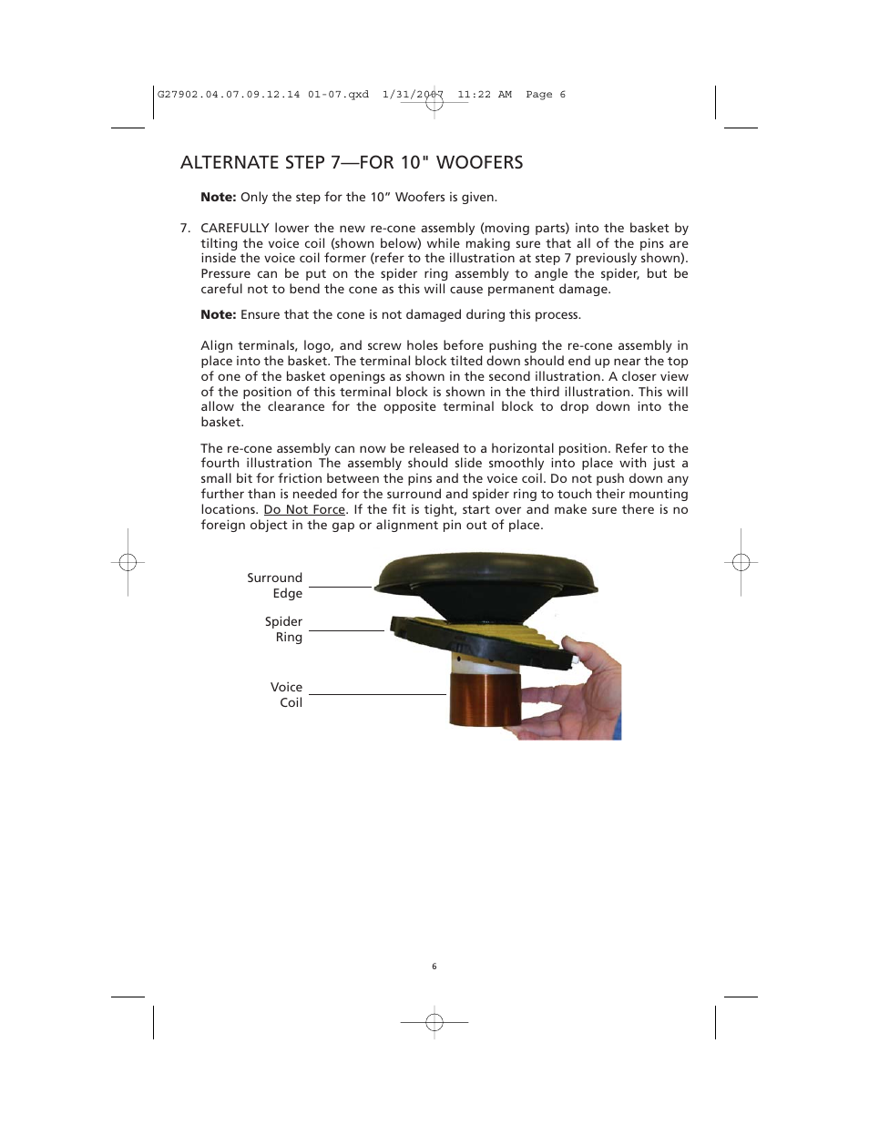 Alternate step 7—for 10" woofers | Orion HCCA G27902 User Manual | Page 7 / 10