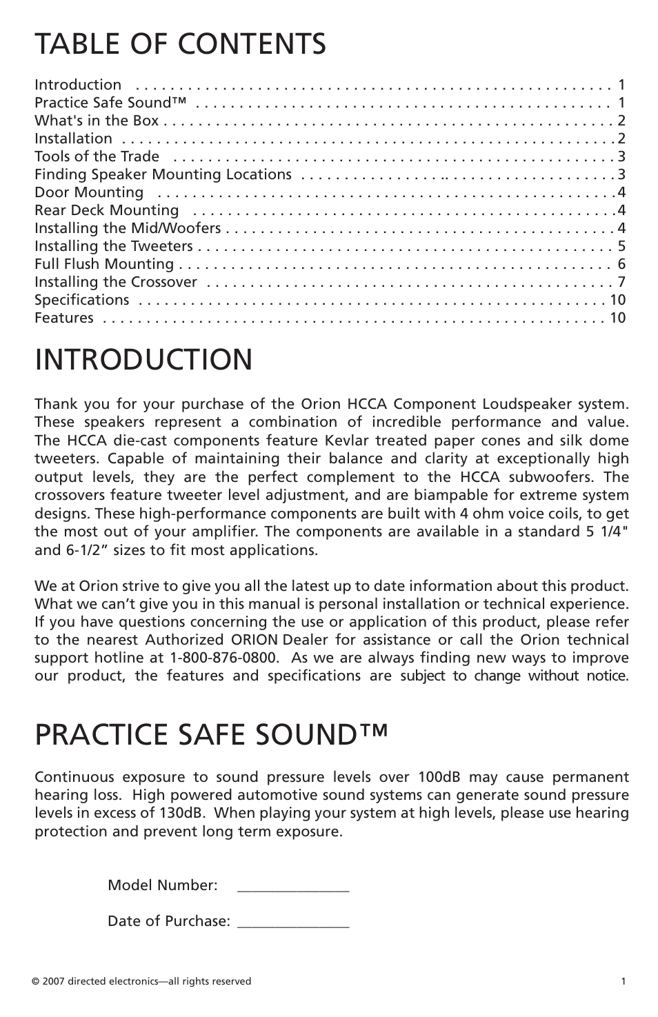 Orion HCCA 6.2 User Manual | Page 2 / 12