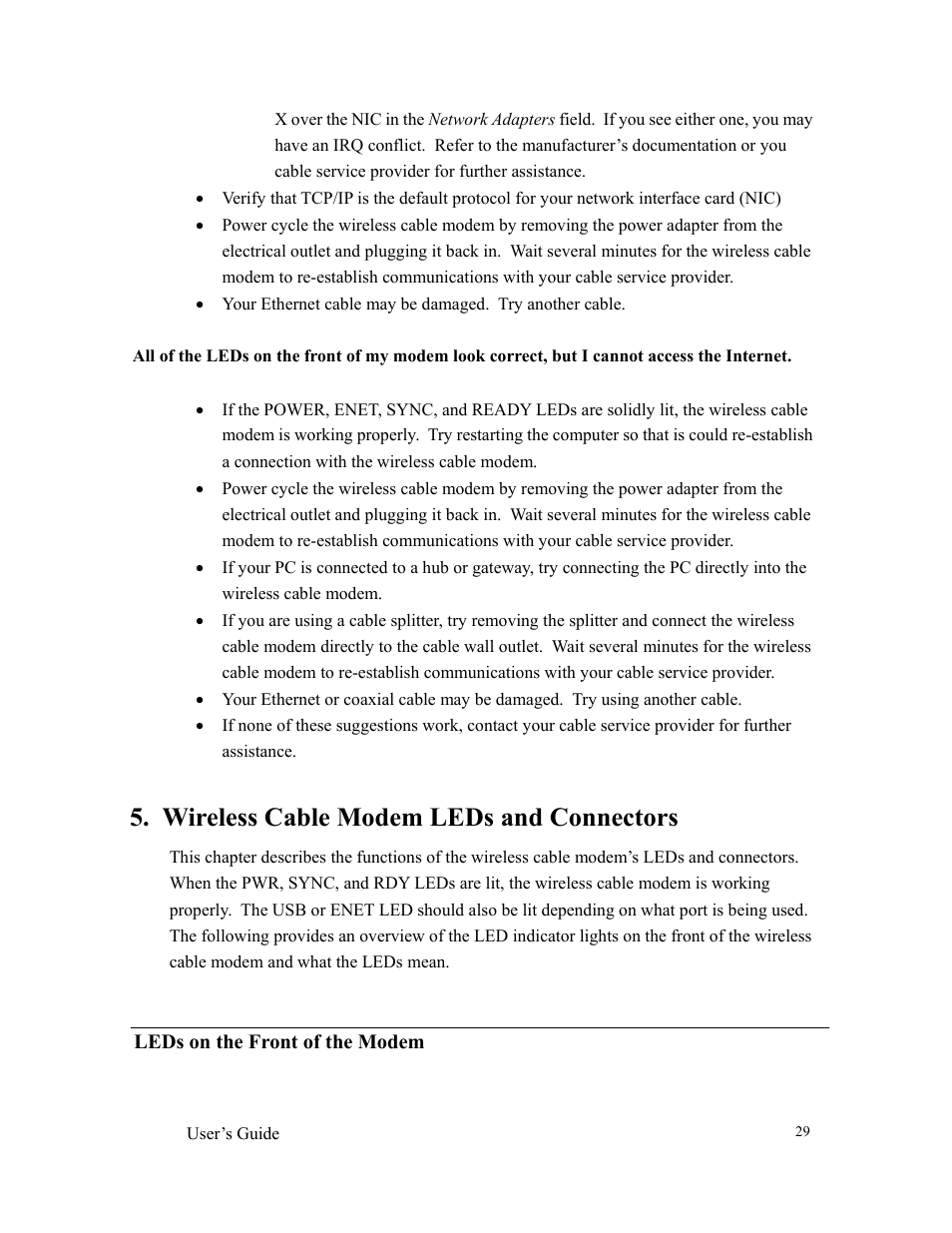 Wireless cable modem leds and connectors | Orion 3000 User Manual | Page 29 / 60