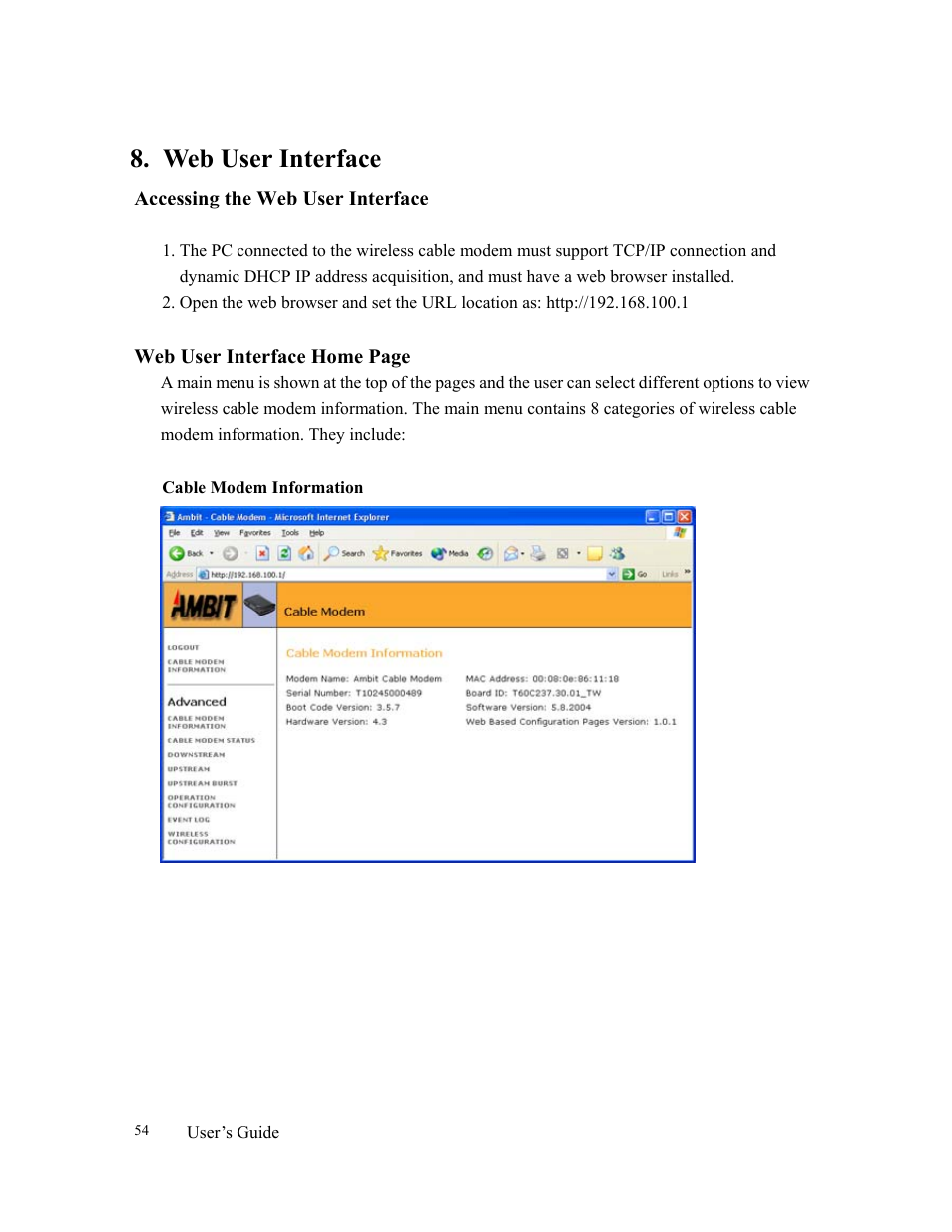 Web user interface | Orion 3000 User Manual | Page 54 / 60