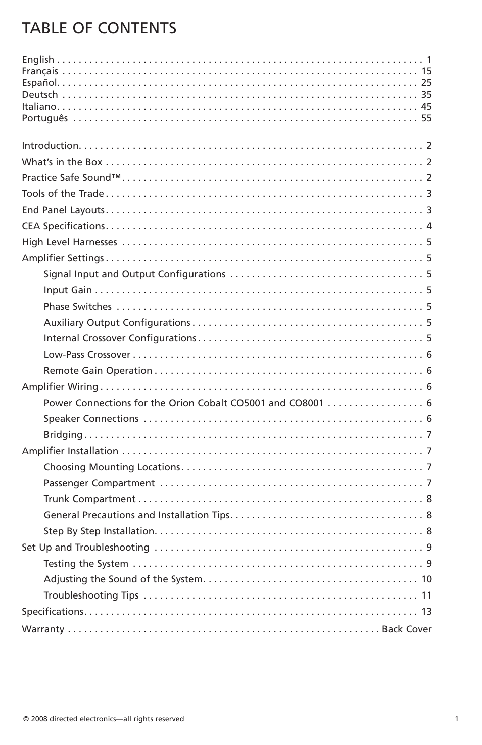 Orion C08001 User Manual | Page 2 / 66