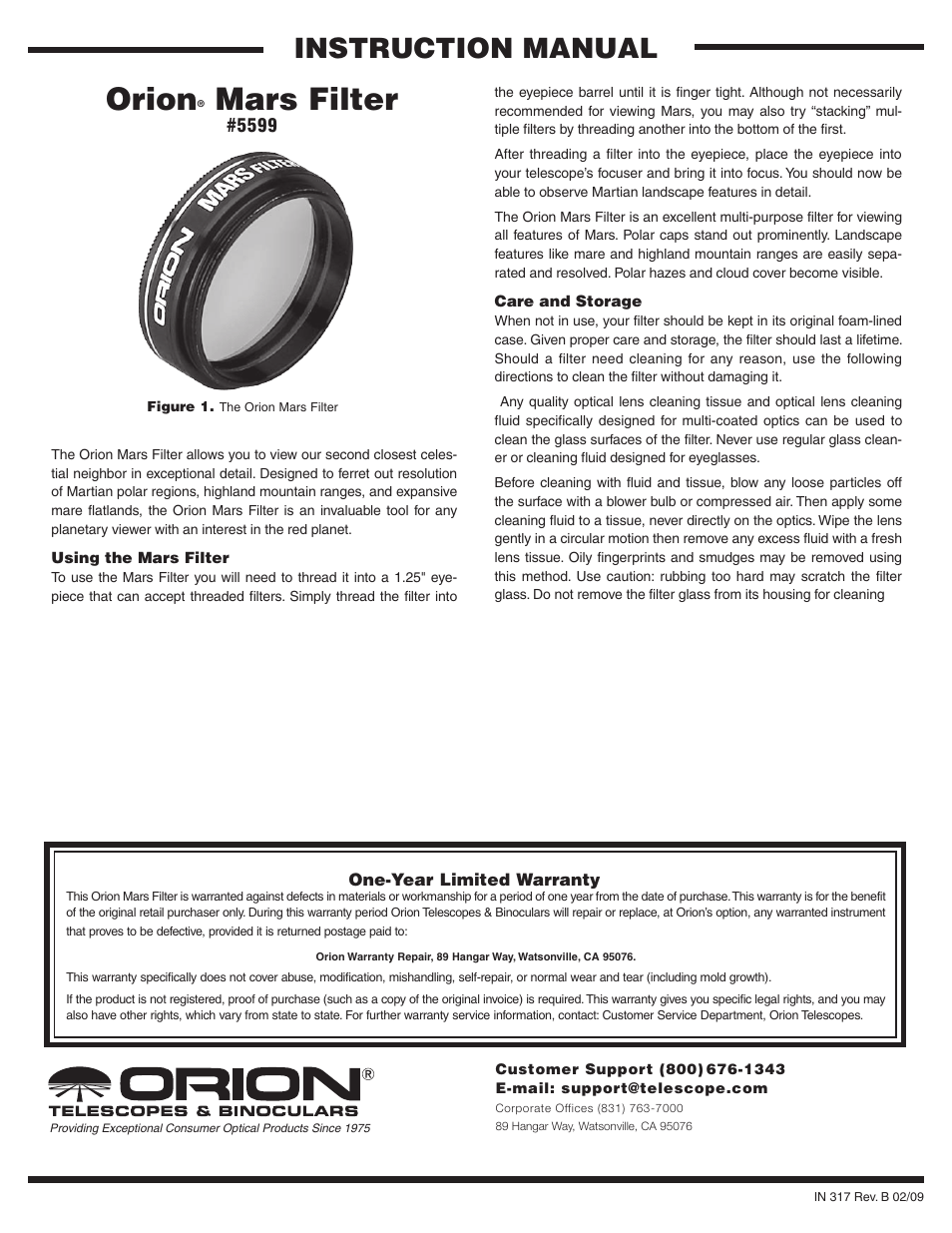 Orion 5599 User Manual | 1 page
