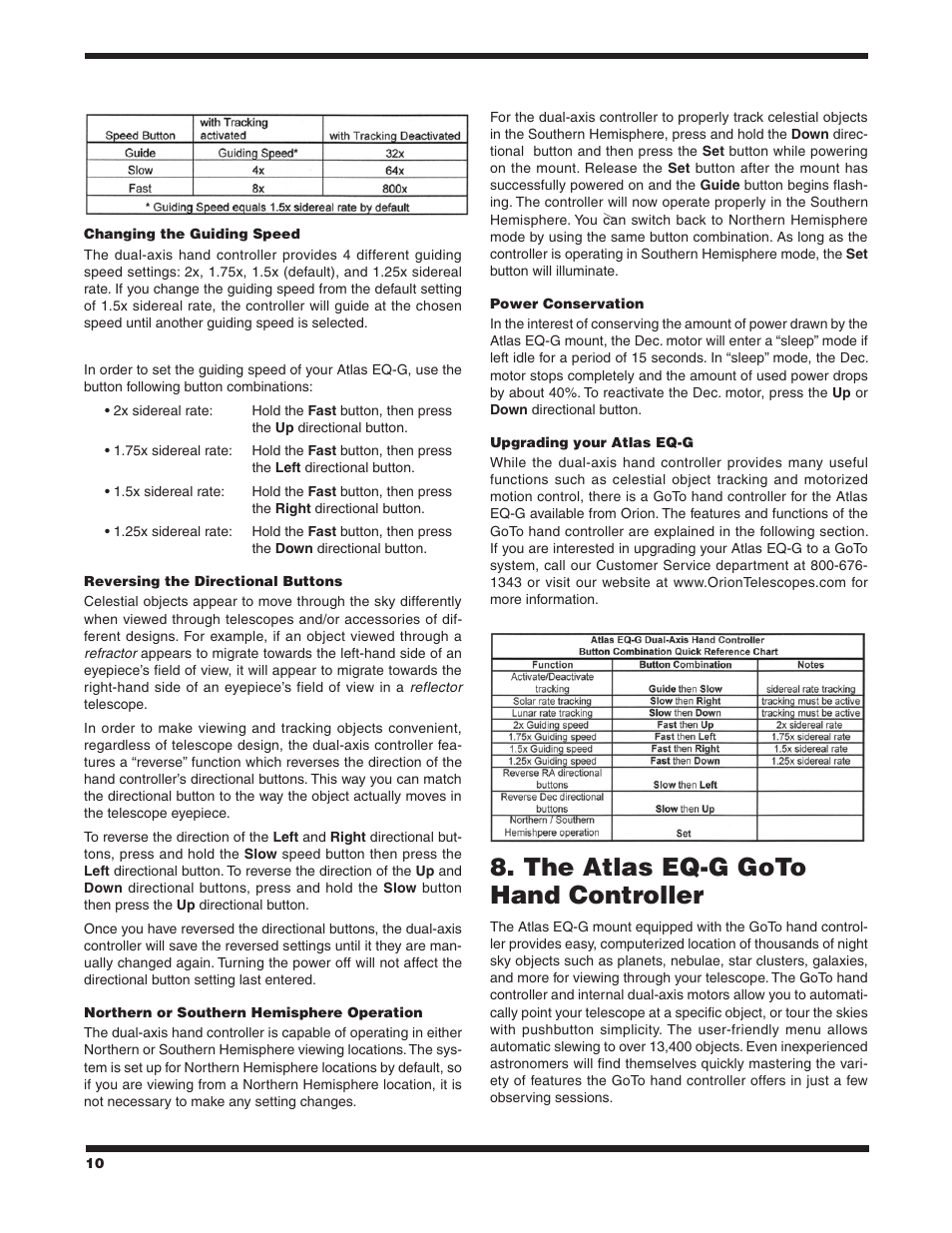 The atlas eq‑g goto hand controller | Orion ATLAS EQ-G User Manual | Page 10 / 27