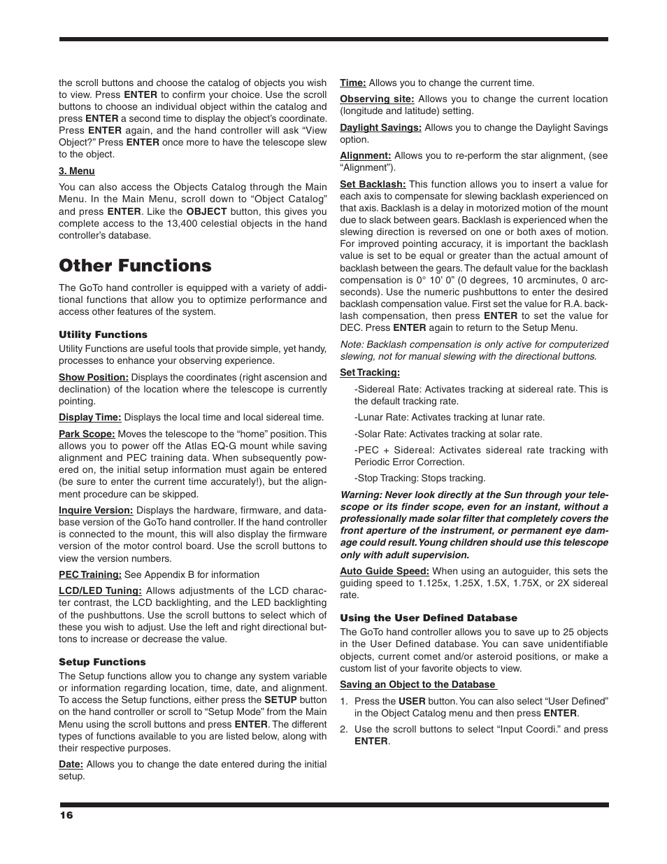 Other functions | Orion ATLAS EQ-G User Manual | Page 16 / 27