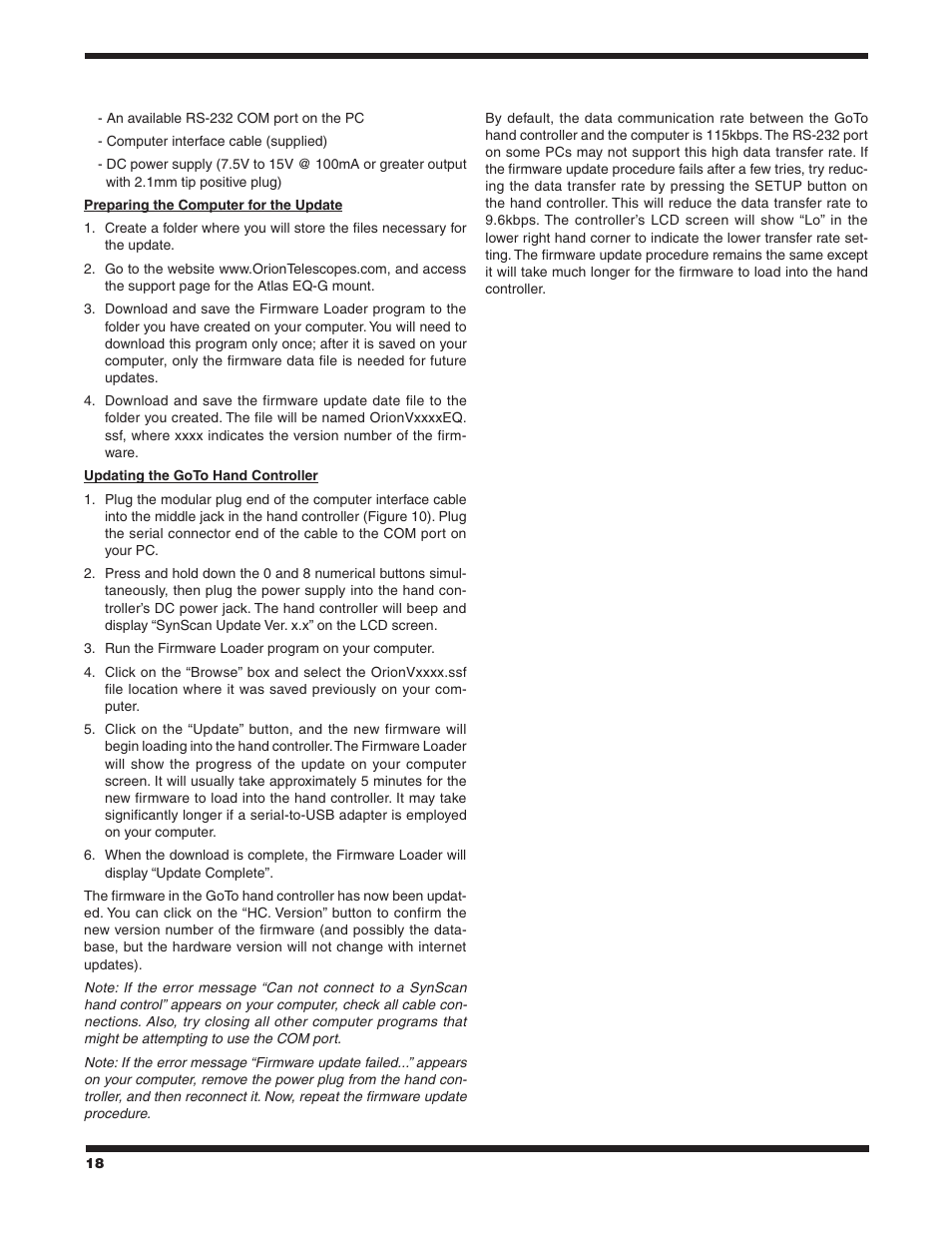 Orion ATLAS EQ-G User Manual | Page 18 / 27