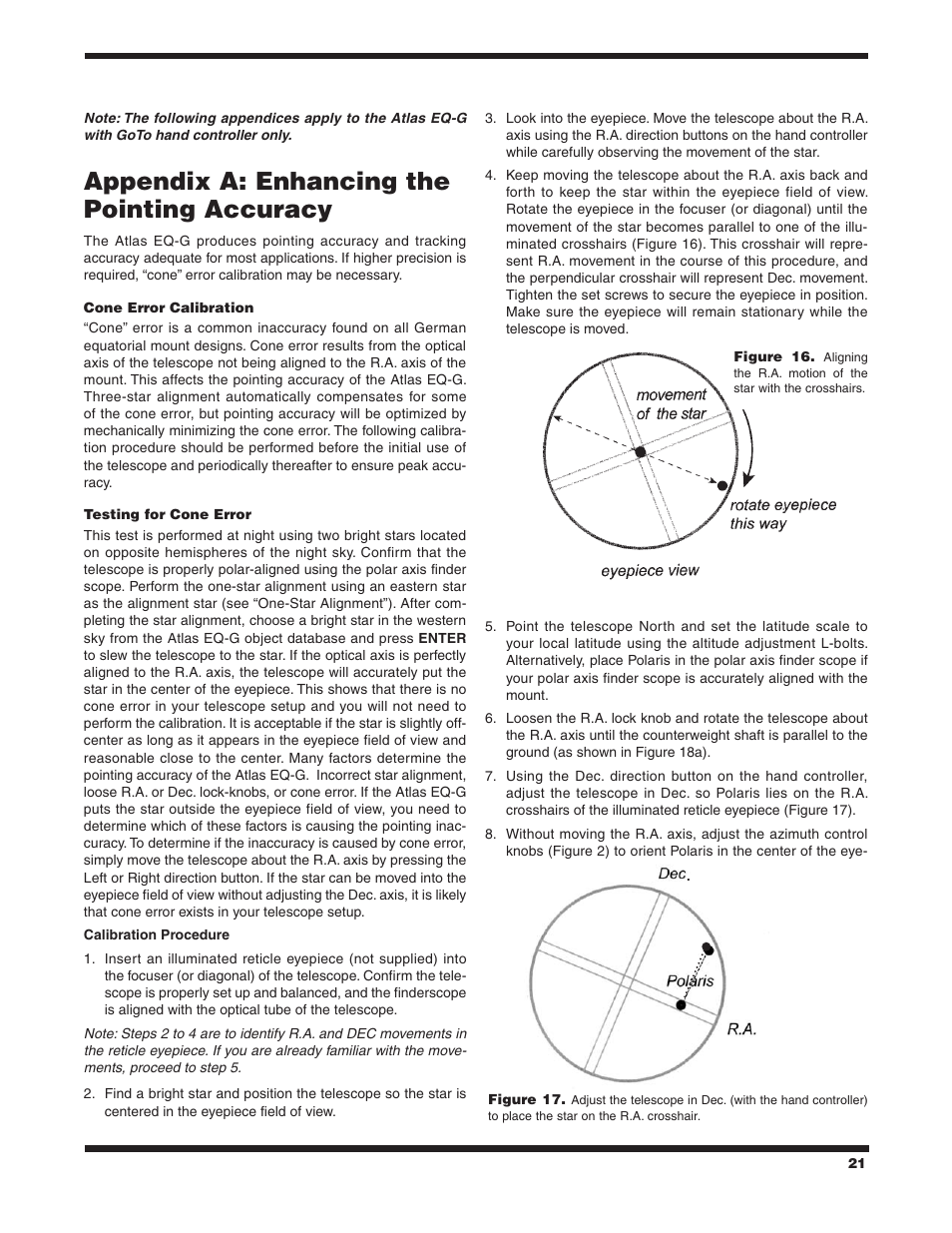 Appendix a: enhancing the pointing accuracy | Orion ATLAS EQ-G User Manual | Page 21 / 27