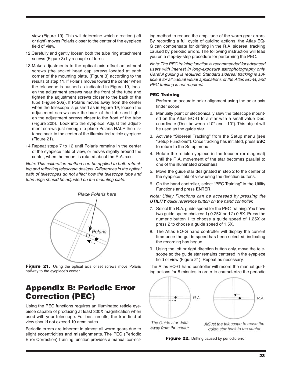 Appendix b: periodic error correction (pec) | Orion ATLAS EQ-G User Manual | Page 23 / 27