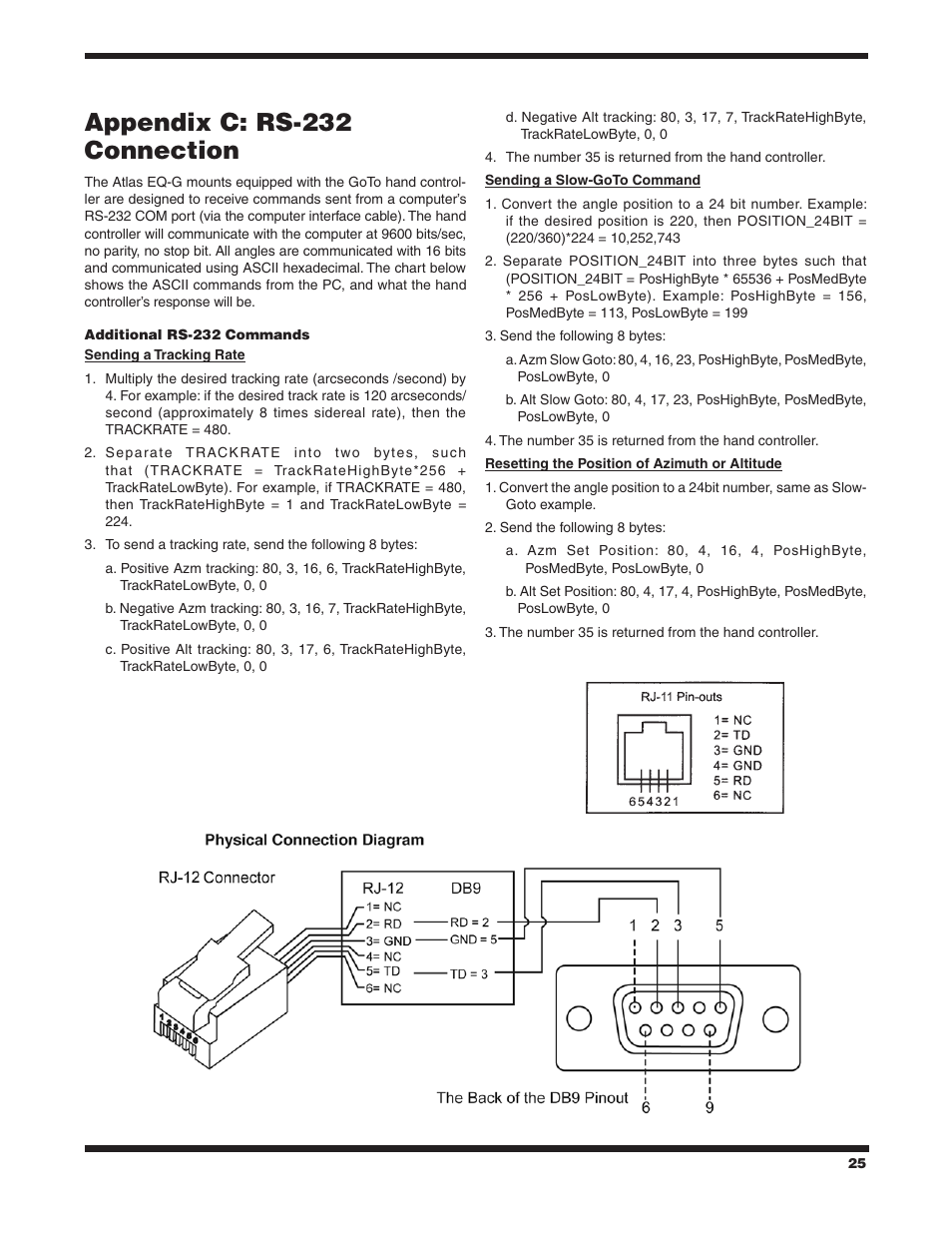 Appendix c: rs‑232 connection | Orion ATLAS EQ-G User Manual | Page 25 / 27